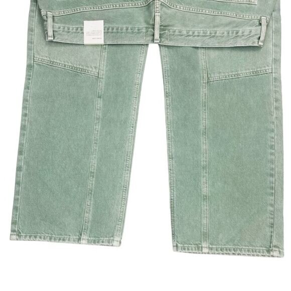 NWT AGOLDE Cooper Cargo High Rise Straight Leg Jean Sz 34 Salamander Green - Picture 12 of 16